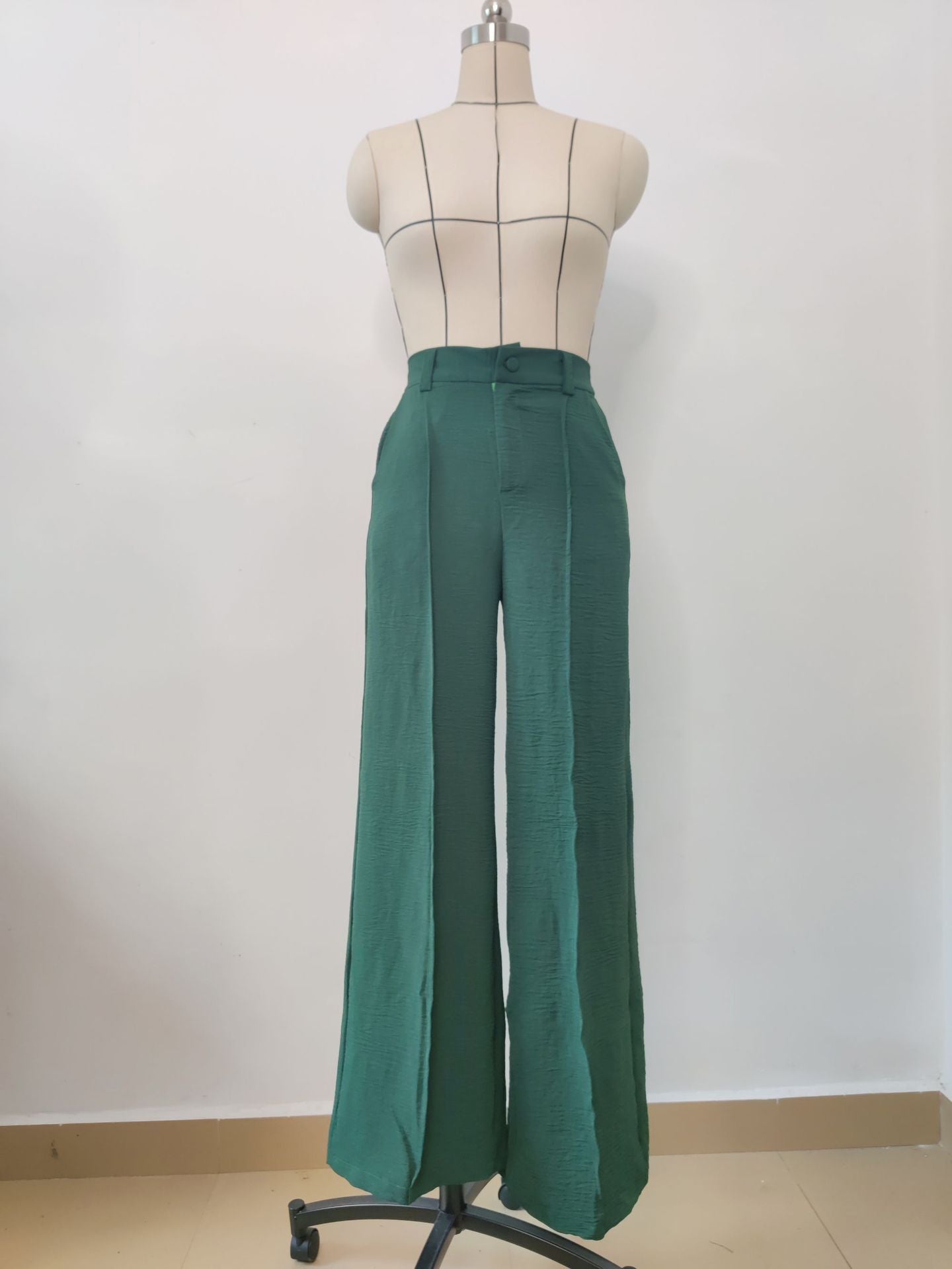 Solid Color Loose Pleated Wide-leg Casual Pants