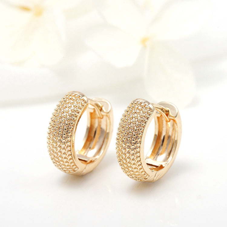 Gold Semi-glossy Semi-lug Ear Buckle Korean Version Of The New Round Earrings Jewelry