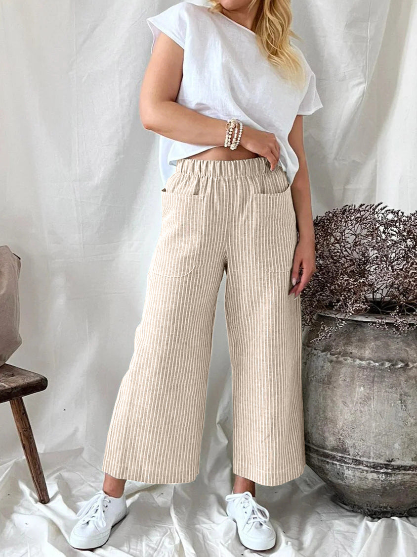 Women's Cotton And Linen Loose Fashion Casual Straight-leg Pants