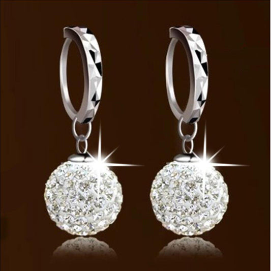 Full Rhinestone Soft Ceramic Ball Buckle Small Earring Earrings