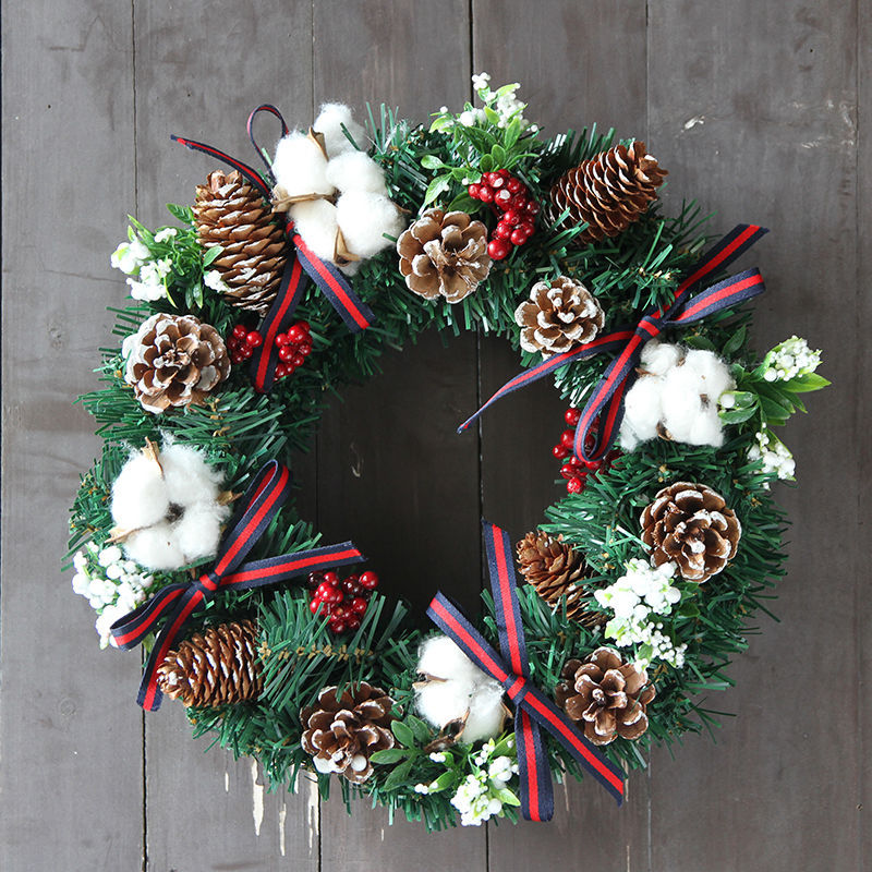 Christmas Decorations 30cm Christmas Wreath Simulation Wreath Door Hanging Window Props Background Christmas Tree Accessories