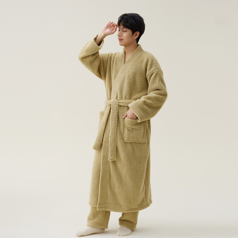 Coral Fleece Thicken And Lengthen Men's And Women's Nightgown
