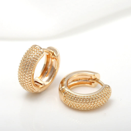Gold Semi-glossy Semi-lug Ear Buckle Korean Version Of The New Round Earrings Jewelry