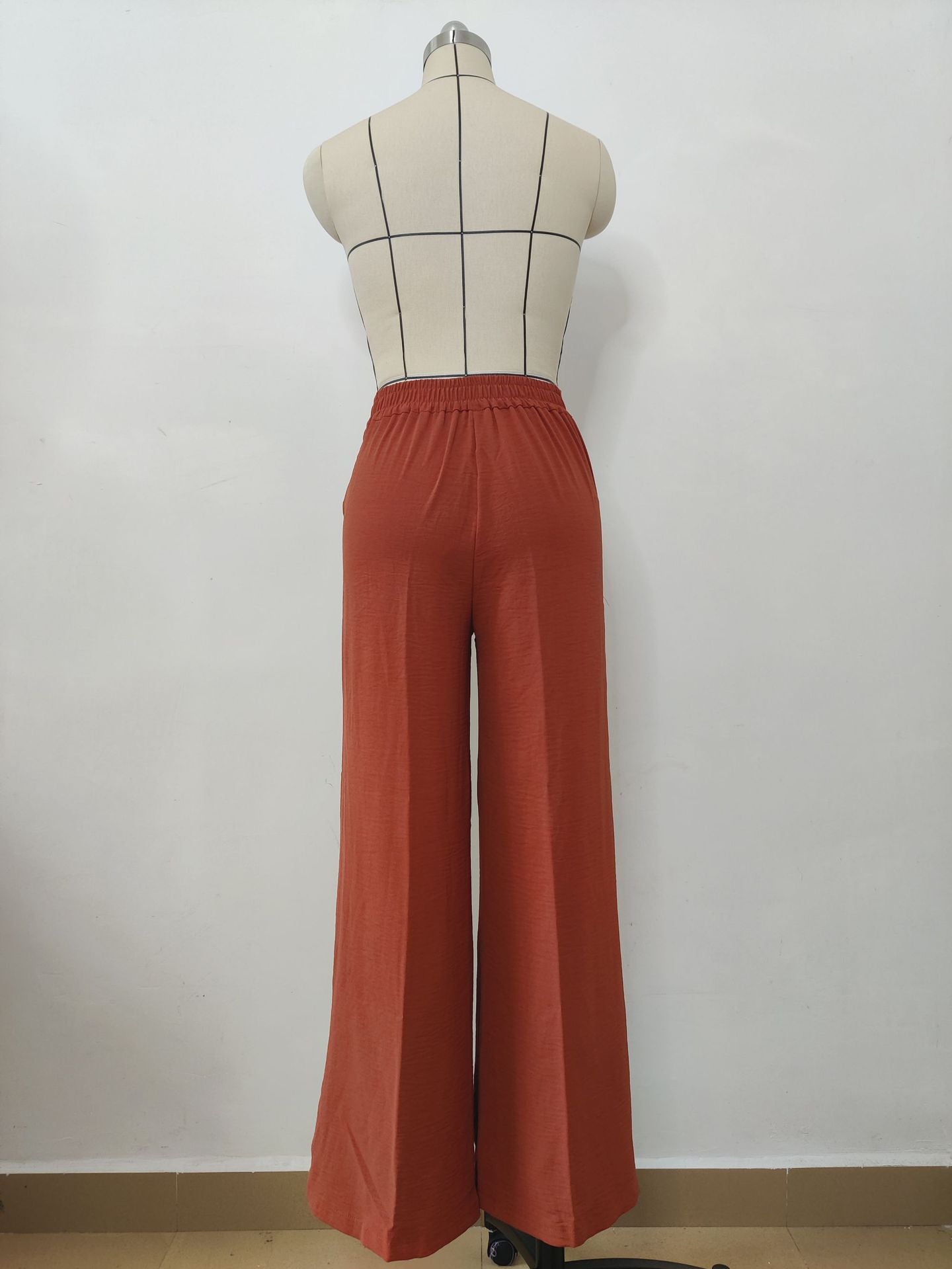 Solid Color Loose Pleated Wide-leg Casual Pants