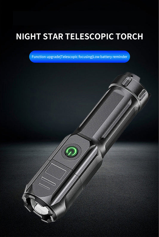 Led Telescopic Zoom Glare Flashlight USB Rechargeable Compact Portable
