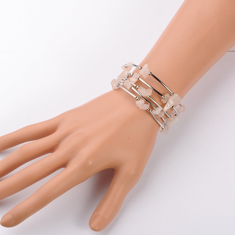 Women's Natural Crystal Crushed Stone Bracelet
