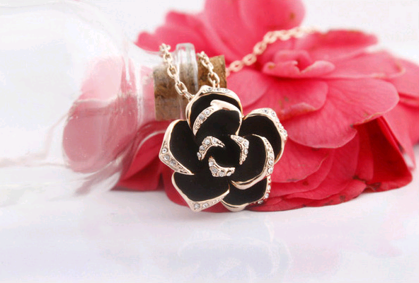 Popular jewelry camellia earrings necklace ring three-piece