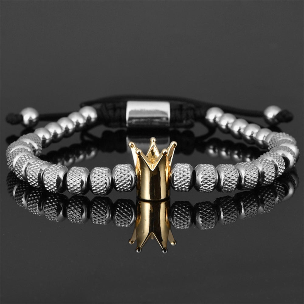Original Design Crown 3-Piece Men's and Women's Bead Stainless Steel Handmade Bracelet