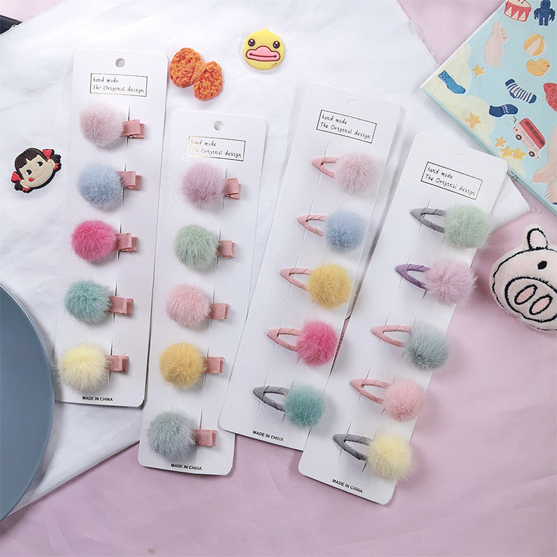 Children'S Hair Ball Hairpin Candy Color Mini Princess Hair Card Bangs Hair Accessories