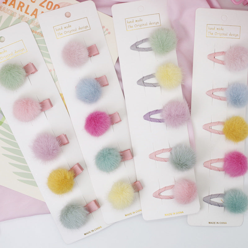 Children'S Hair Ball Hairpin Candy Color Mini Princess Hair Card Bangs Hair Accessories