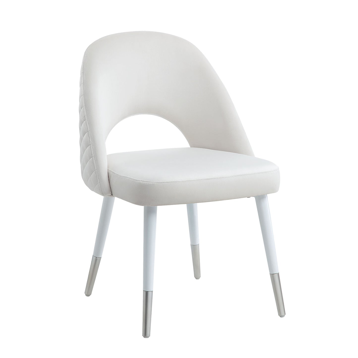 ACME Zemirah Side Chair(Set-2), White Velvet &amp; White Finish DN02234