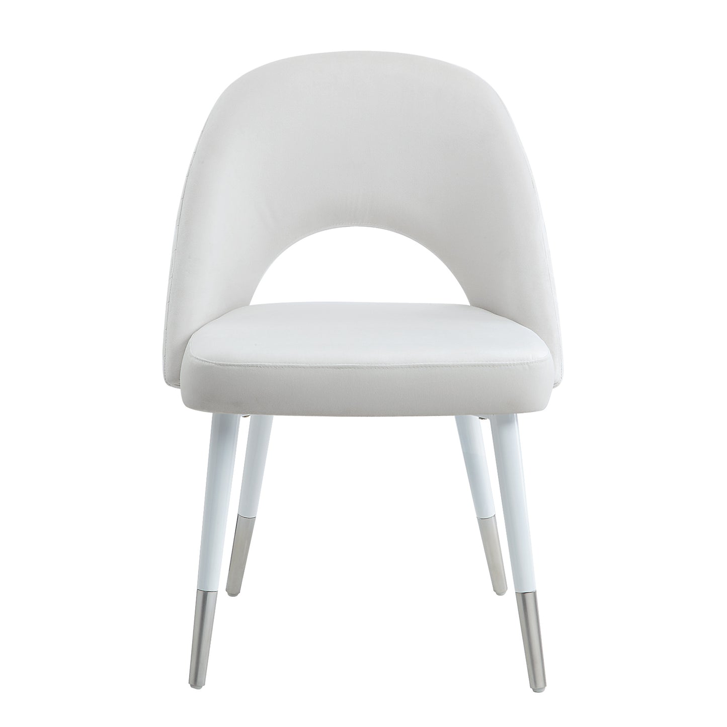 ACME Zemirah Side Chair(Set-2), White Velvet &amp; White Finish DN02234