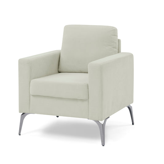 Sofa Chair,with Square Arms and Tight Back ,Corduroy Beige