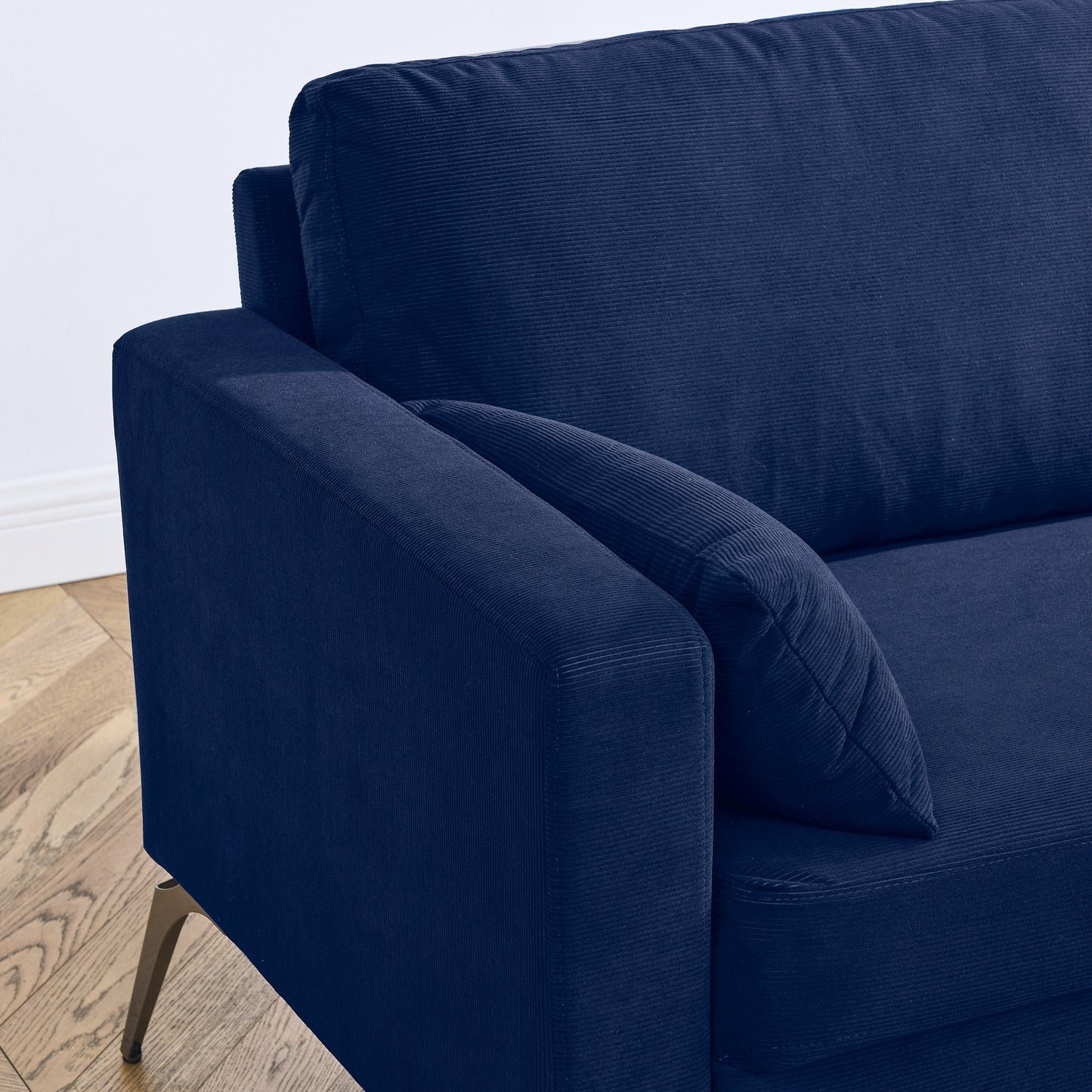 Loveseat Living Room Sofa,with Square Arms and Tight Back, with Two Small Pillows,Corduroy Navy