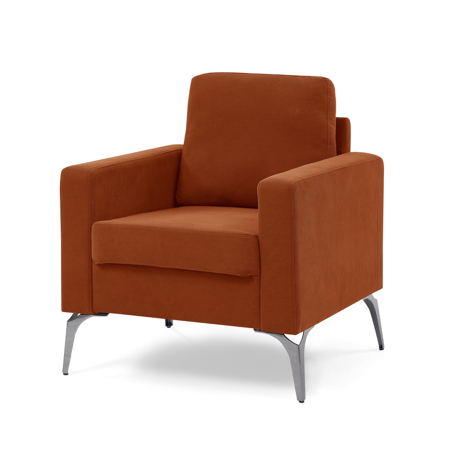 Sofa Chair,with Square Arms and Tight Back ,Corduroy Orange