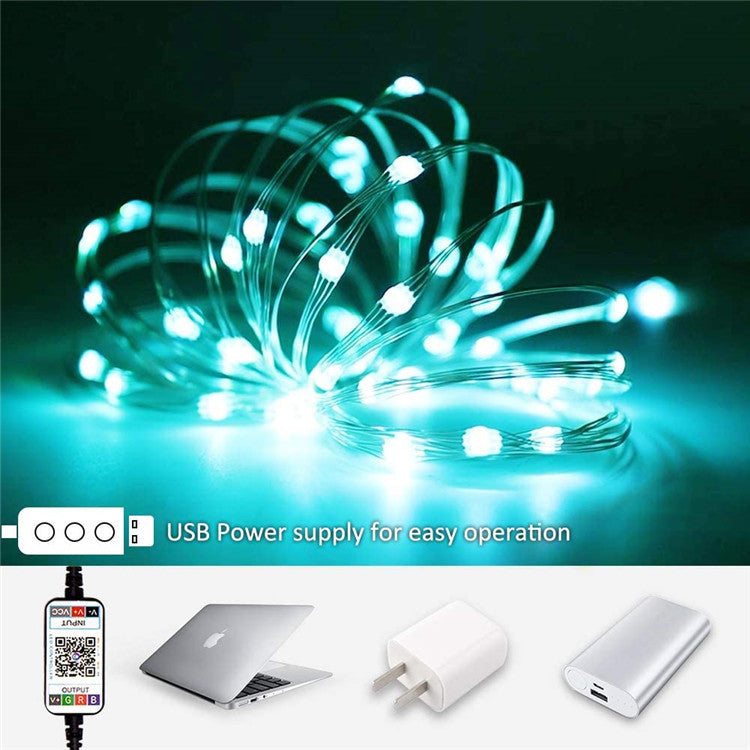 Bluetooth Copper Wire Light String Mobile APP Colorful Synchronization Wireless Intelligent Music Sound Control Christmas Tree Holiday Decoration Lights
