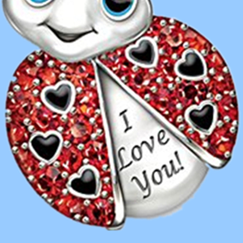 Animal Pendant Necklace Cute Ladybug Heart Shaped Red Rhinestone Letter Fashion Pendant
