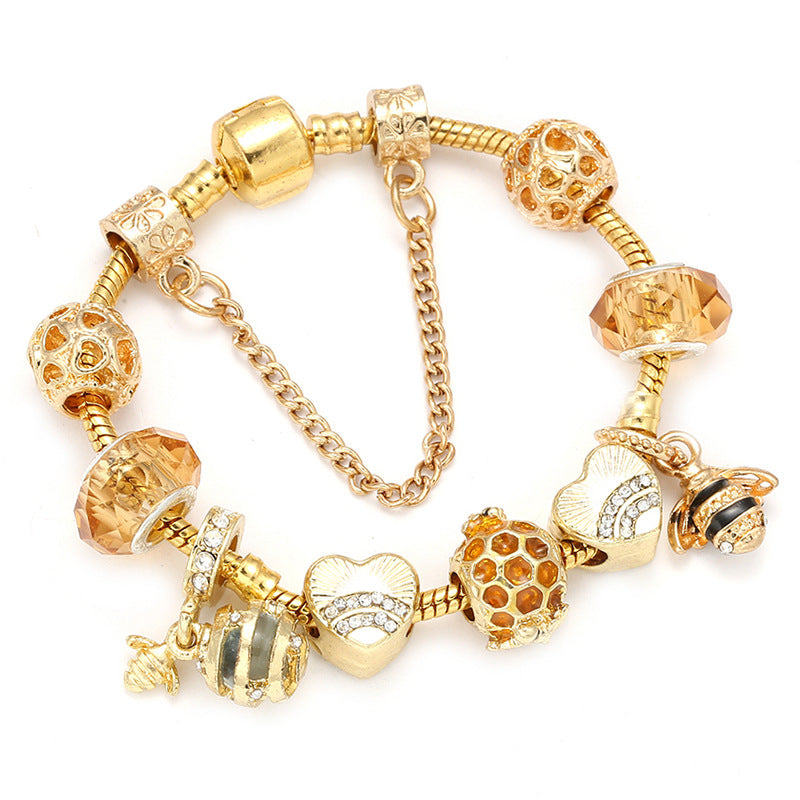 European and American fashion alloy gold-plated DIY hardworking bee ladies bracelet jewelry