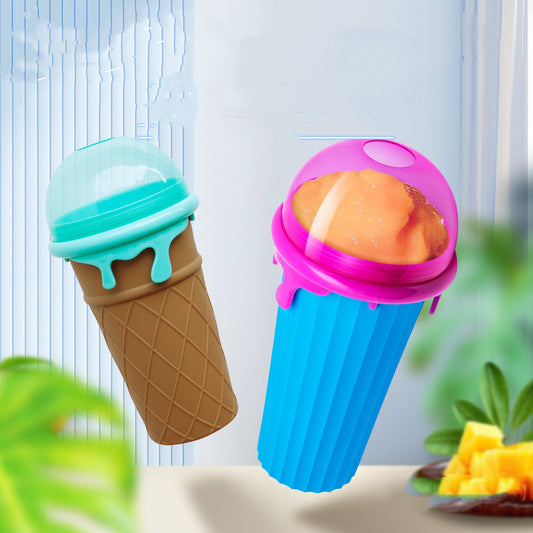 500ml Large Capacity Slush Cup Summer Squeeze Homemade Juice Water Bottle Quick-Frozen Smoothie Sand Cup Pinch Fast Cooling Magic Ice Cream Slushy Maker Beker Kitchen Gadgets