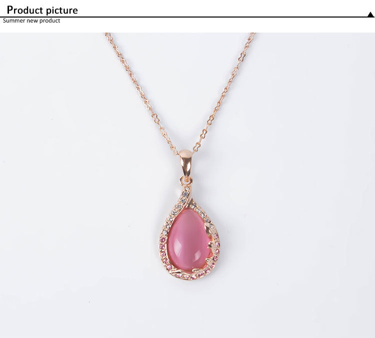 2021 new fashion European and American bride necklace earrings two sets of ladies crystal jewelry set