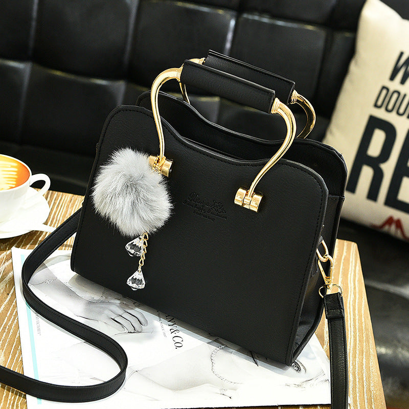 Ladies Bags 2022 Autumn And Winter New Pu Leather Handbags Trendy Handbags Hair Ball Pendant Shoulder Bag One Drop Shipping