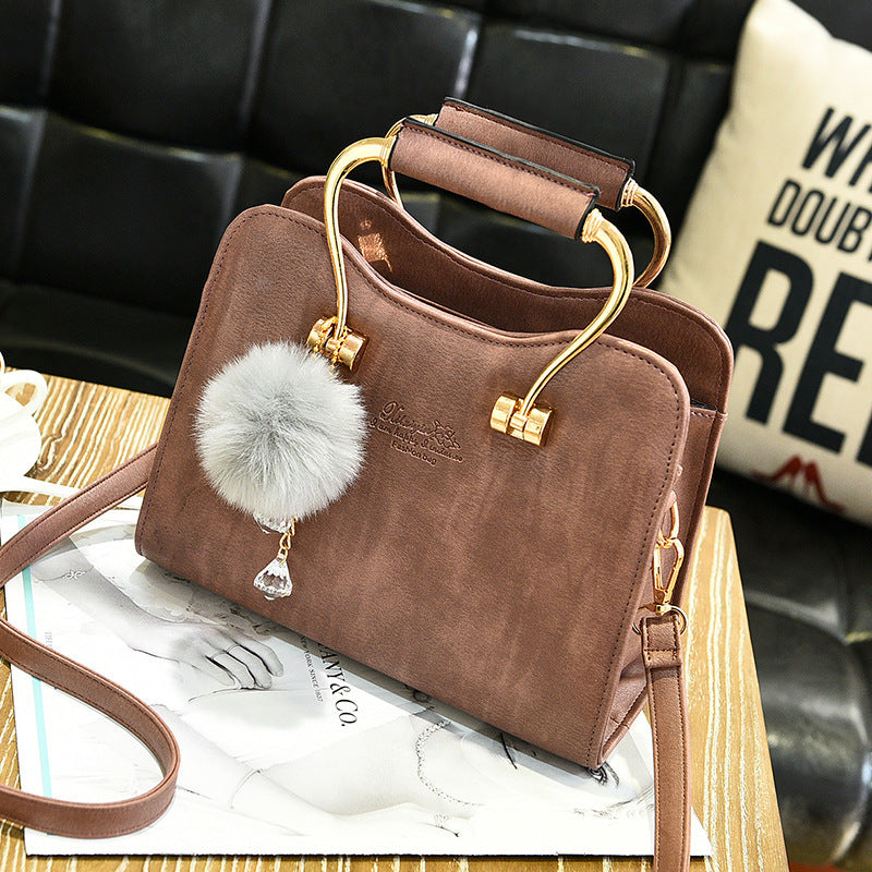 Ladies Bags 2022 Autumn And Winter New Pu Leather Handbags Trendy Handbags Hair Ball Pendant Shoulder Bag One Drop Shipping