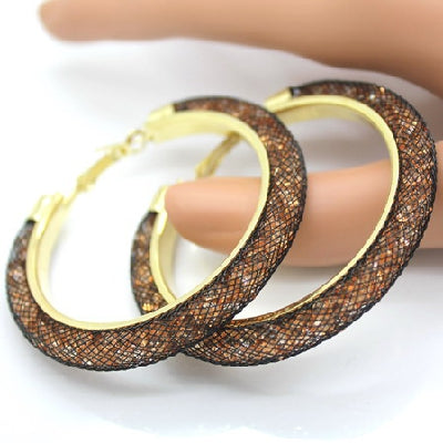 Gold-plated Earrings, Crystal Mesh Chain, Female Earring Jewelry