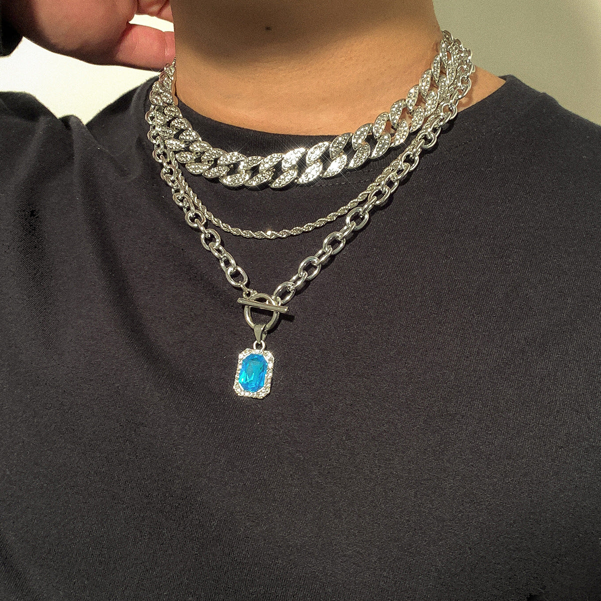 Men's Pendant Necklace With Tassel Geometric Design Sense