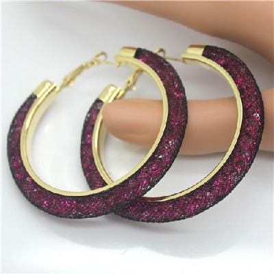 Gold-plated Earrings, Crystal Mesh Chain, Female Earring Jewelry