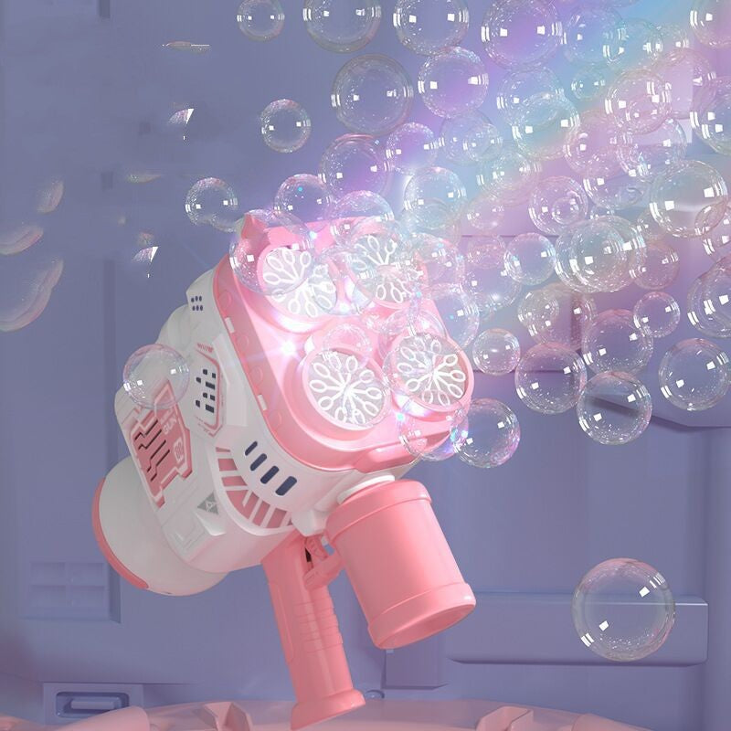 Bubble Gun Rocket Soap Bubble Machine Electric Space Launcher Continues To Produce Bubbles With LED Light