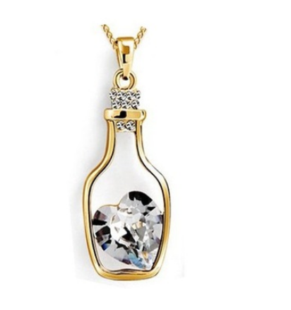 Wine bottle decoration wishing bottle necklace love drifting bottle clavicle chain inlaid crystal peach heart shaped bottle necklace pendant