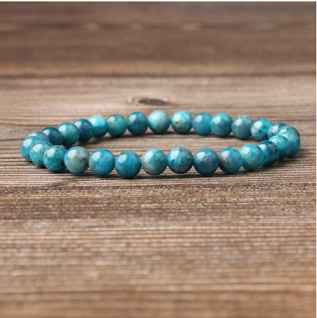 Natural Blue Apatite Bracelets Are Suitable For Men And Women To Wear Elastic Beaded Jewelry