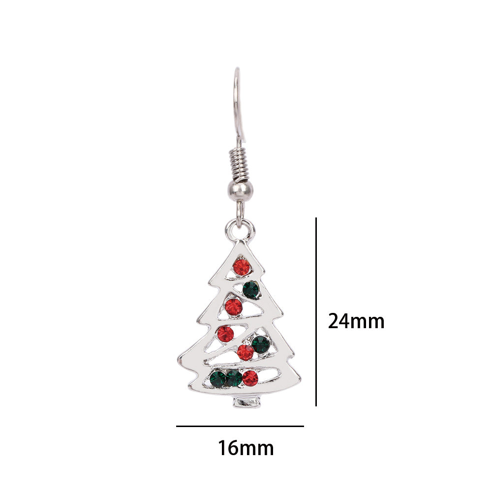 Christmas Tree Shape Stud Earrings Christmas Gift oorbellen Red and Clear Crystal for Women Fashion Christmas Earrings