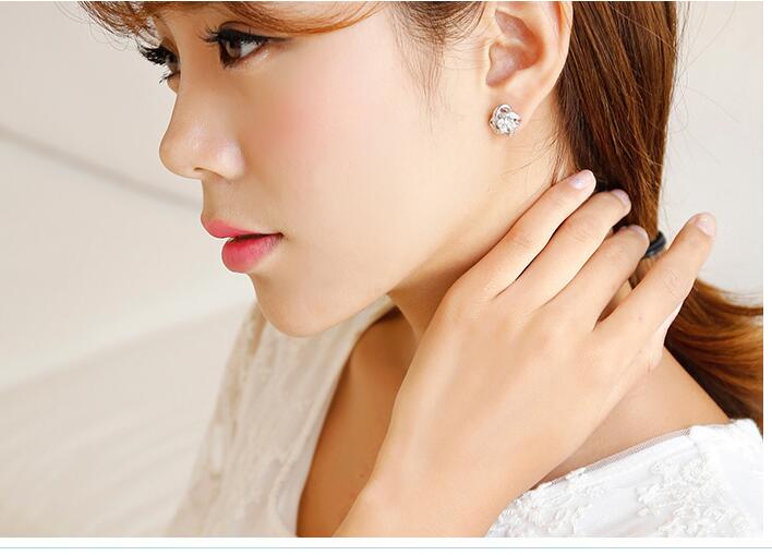 S925 Sterling Silver Stud Earrings with Diamond Stud Earrings