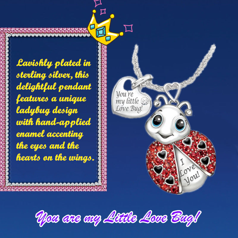 Animal Pendant Necklace Cute Ladybug Heart Shaped Red Rhinestone Letter Fashion Pendant