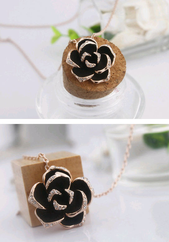 Popular jewelry camellia earrings necklace ring three-piece