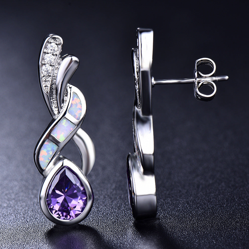 Purple Drop Diamond Earrings