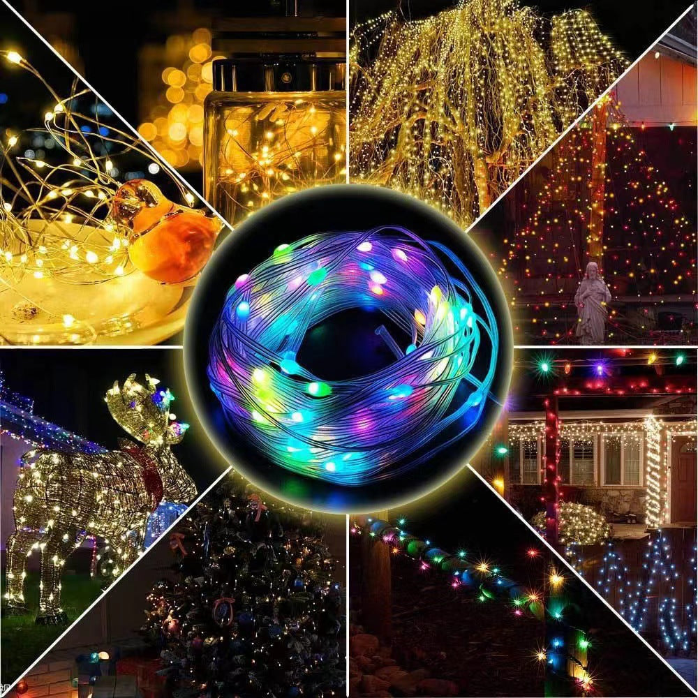 The New Usb Magic Color Leather Line Light String Bluetooth App Smart Point Control Sound Control RGB Christmas Tree Decoration Light String