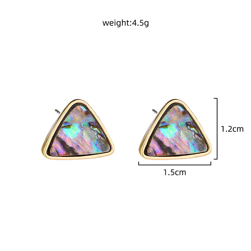 Triangular Natural Color Abalone Shell Stud
