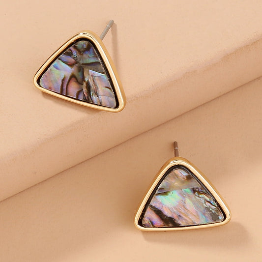 Triangular Natural Color Abalone Shell Stud