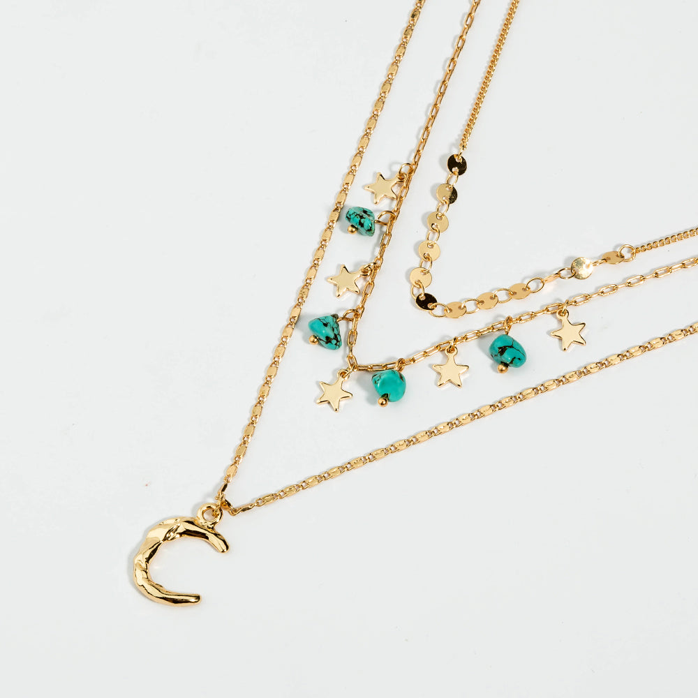 Turquoise Star Multi-layered Necklace